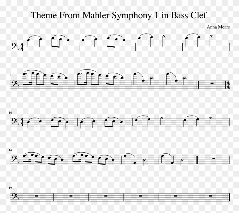 theme from mahler symphony 1 in bass clef sheet music bass cleft sheet music