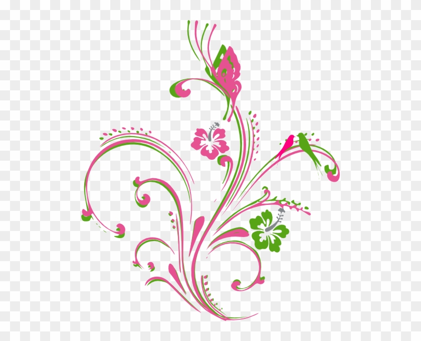 Pink Green Butterfly Scroll Clip Art At Clker Com Vector