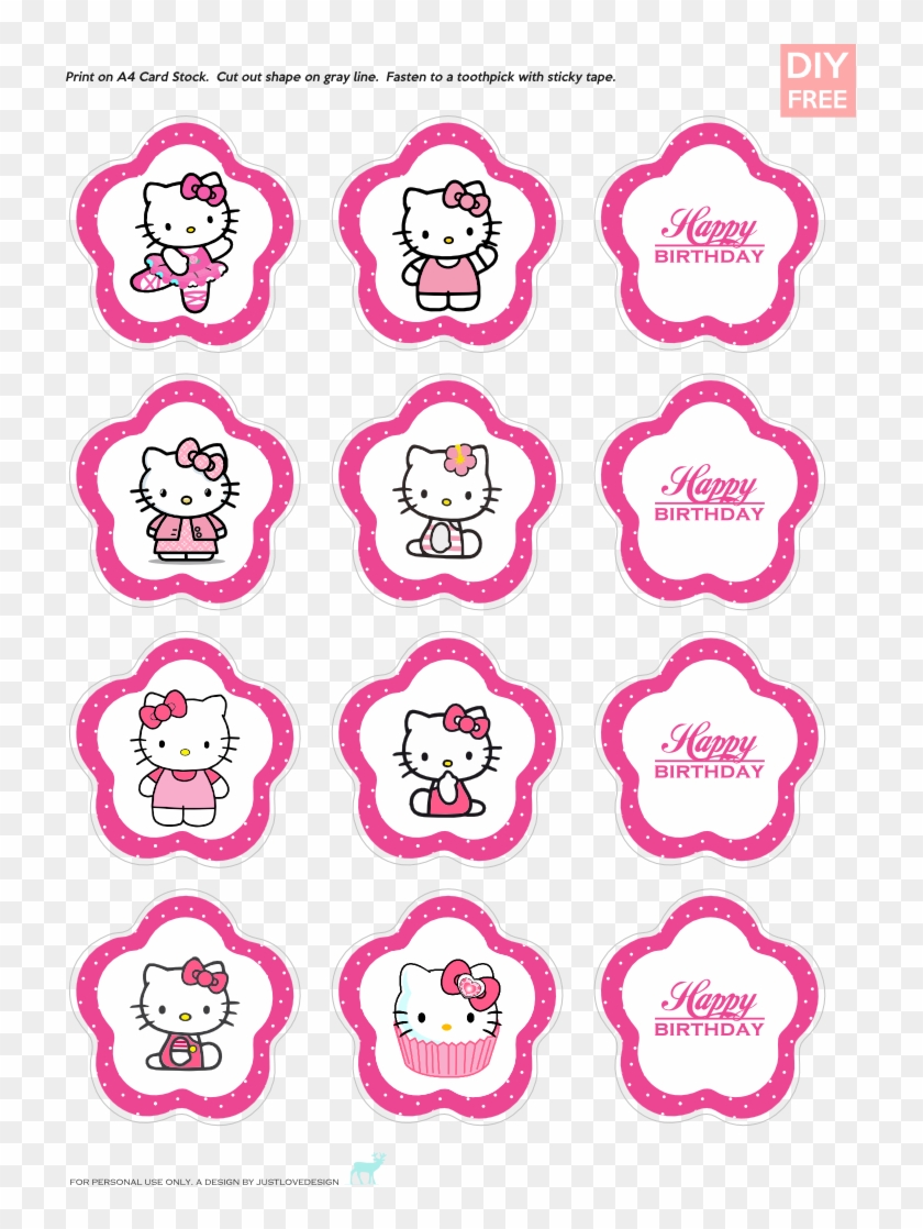 Diy Free Hello Kitty Cupcake Topper - Hello Kitty Printable Free Within Hello Kitty Birthday Banner Template Free