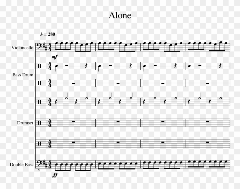 Alone Marshmello Sheet Music, HD Png Download 850x1100 (1388466