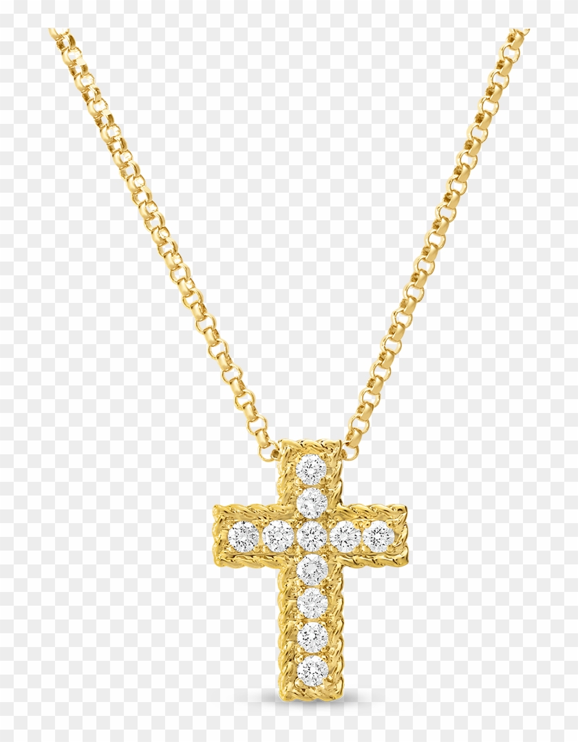 Gold Cross Necklace Png Png Download Roberto Coin Cross