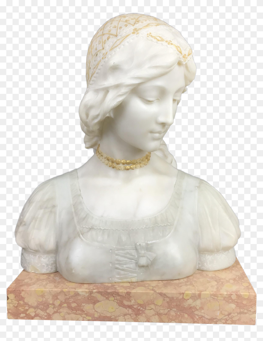 Antique Neo-classical Sculptural Young Woman Bust On - Bust, HD Png