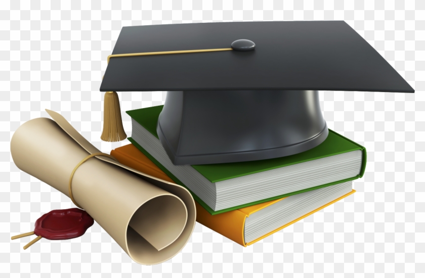 Graduation Cap Books And Diploma Png Clipart - Graduation Cap And ...