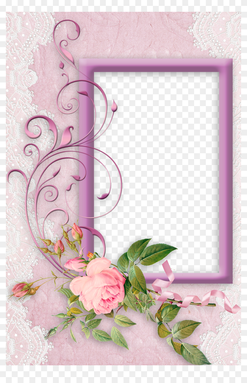 Nice Pink Png Frame With Rose Picture Frame, Transparent Png