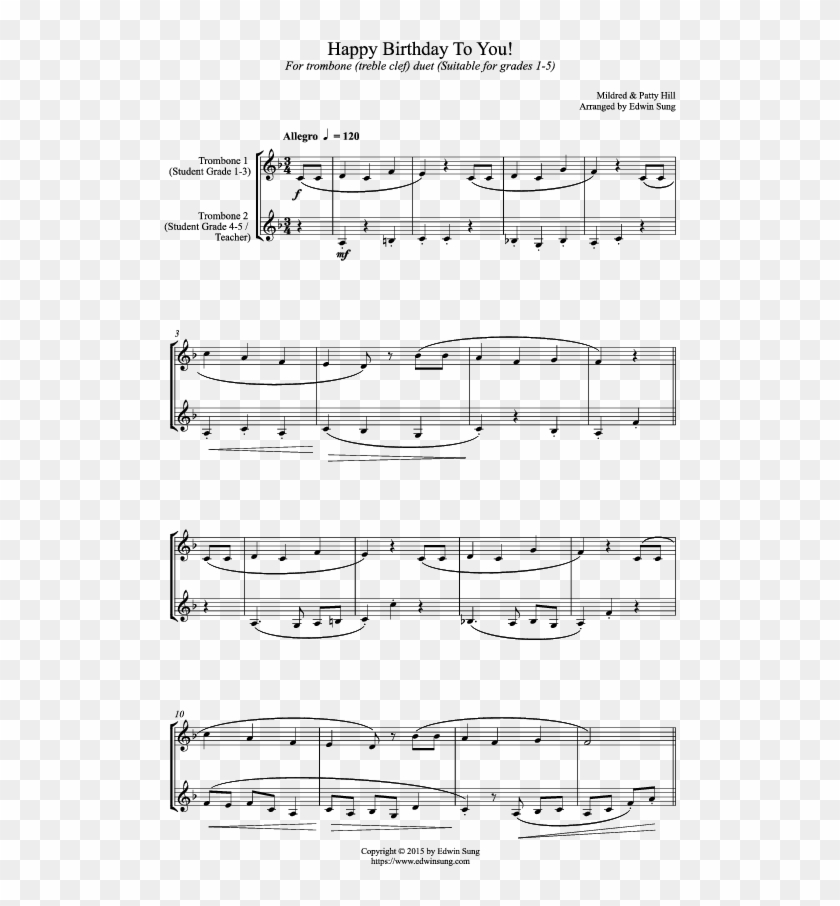 Duet) Happy Birthday Cello Duet, HD Png Download 595x842 (329399
