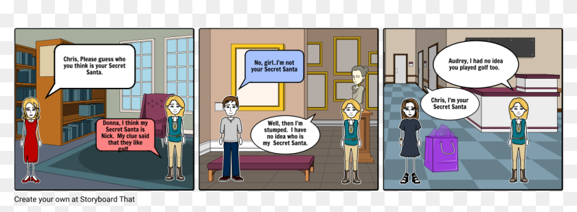 Secret Santa Exchange - Cartoon, HD Png Download - 1164x385 (#3279317