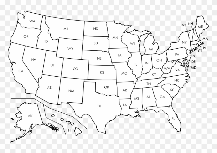 Blank Us Map Borders Labels Blank Us Map With States Hd Png Download