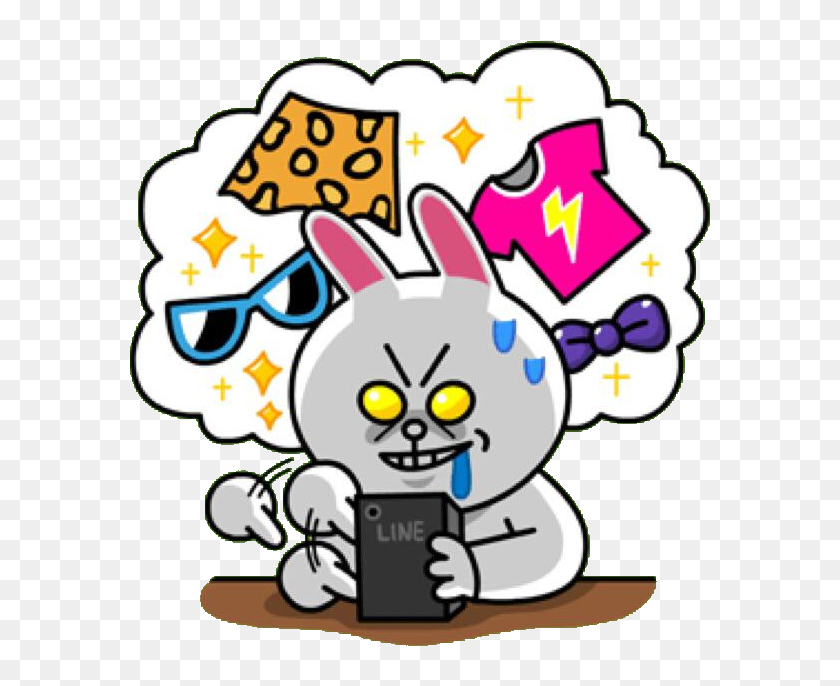 Cony Addicted To Online Shopping Cony Brown Line Friends Line Friends Shopping Sticker Hd Png Download 640x640 Pinpng