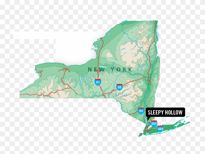 Sleepy Hollow Map - Map Of New York State, HD Png Download - 1068x753