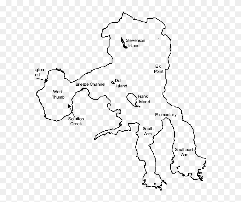 ─map Of Yellowstone Lake, Yellowstone National Park Yellowstone Lake