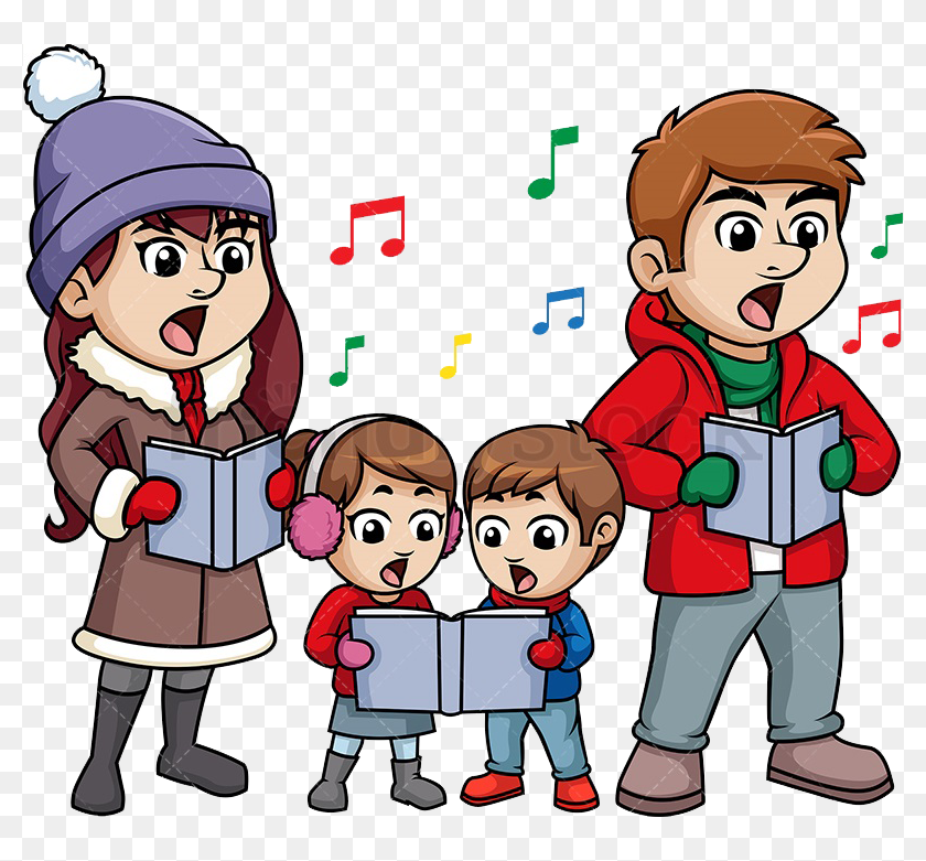Family sing. Рисунки на Рождество Поющие дети. Sing Carols рисунок. Christmas Carols картинки. Carolers cartoon.