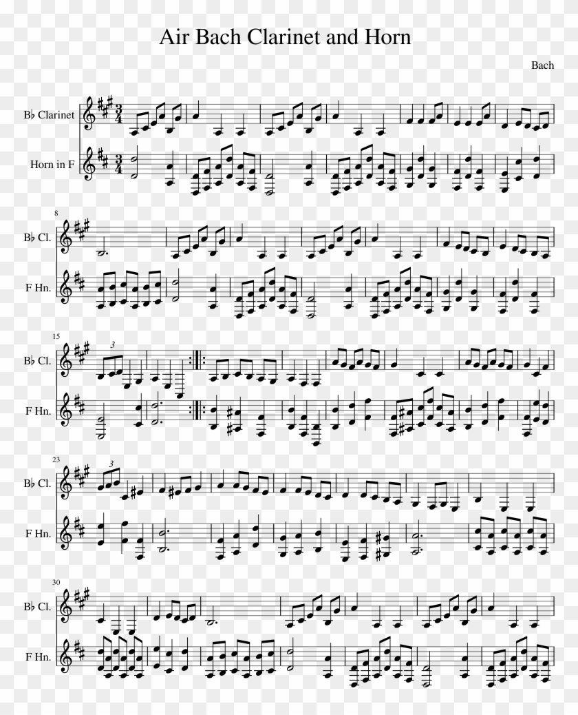 Air Bach Clarinet And Horn Sheet Music For Clarinet Bohemian Rhapsody Trumpet Sheet Music Pdf Hd Png Download 850x1100 362175 Pinpng