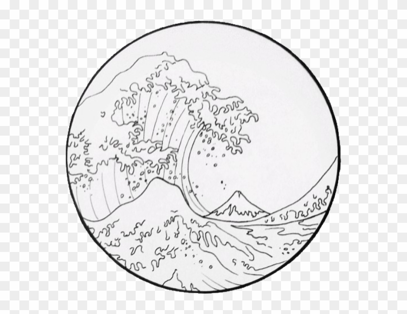 I am rooted. Волна тату эскиз. Японские волны тату Графика. Волна эскиз в круге пейзажа. Хокусай раскраска.