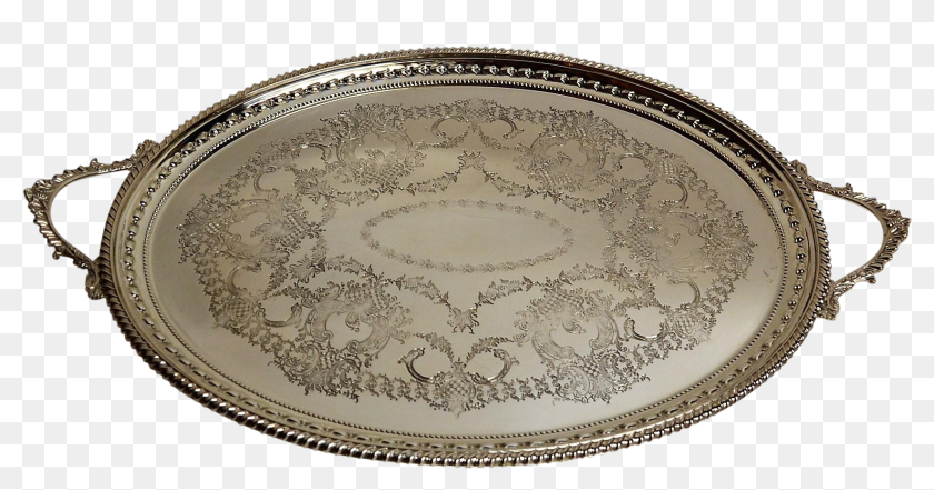 Antique English Silver Plate Serving Tray - Platter, HD Png Download