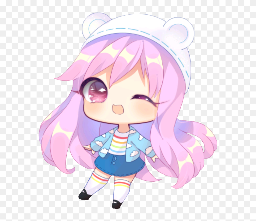 Anime Girl Chibi Pink Cute Kawaii Happy Kid Anime