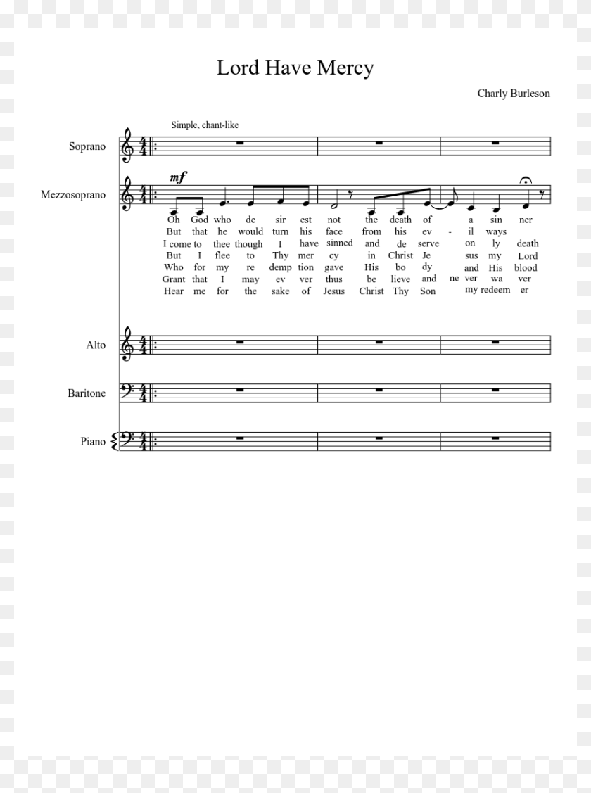 Lord Have Mercy Sheet Music Composed By Charly Burleson Sheet Music