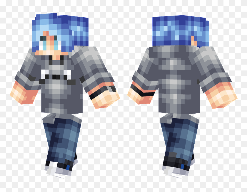 Blue Hair - Blue Hair Minecraft Skin, HD Png Download(804x576) - PinPng.