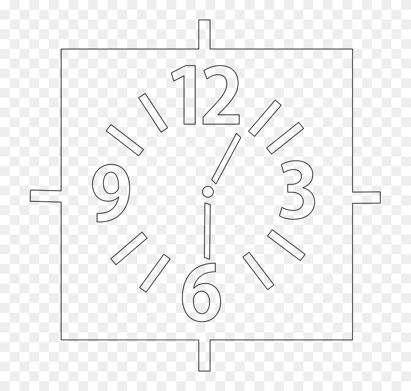 Clock, Square, Shape, Time, Device رسم ساعة مربعة, HD Png Download