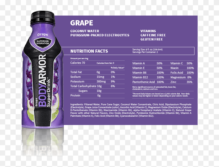 Photo Courtesy Of Bodyarmour Body Armor Drink Grape, HD Png Download