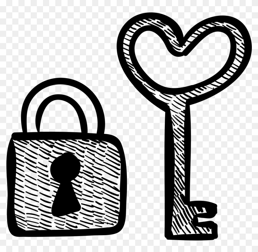 Heart Shaped Key And Padlock Comments - Candado Y Llave Dibujo, HD Png ...
