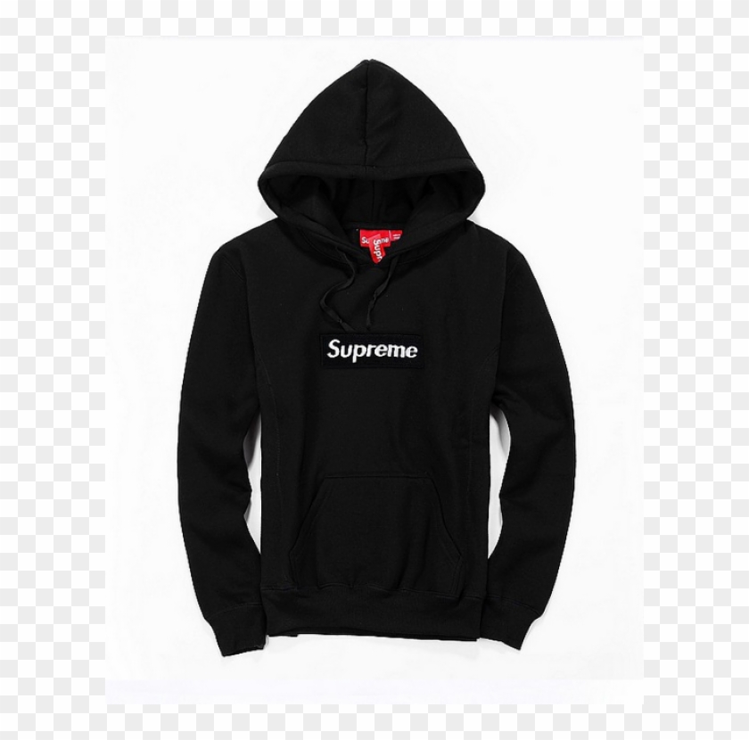 Supreme Box Logo Classic Hoodie Black - Champion Hoodie Label, HD Png ...