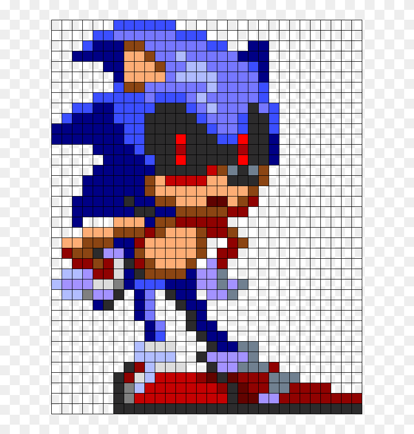 Sonic The Hedgehog Sprite Perler Bead Pattern, Bead Sprites