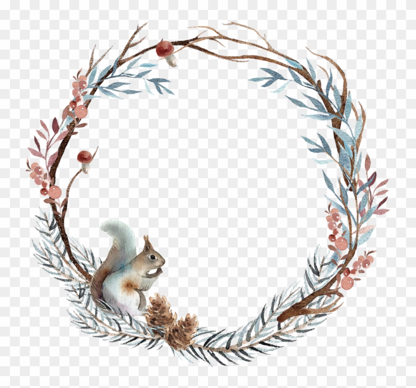 Wreath Squirrel Text Weihnachtswünsche, HD Png Download 751x800