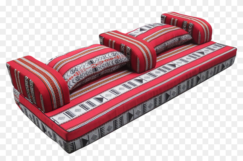 Low Arabic Seating Pattern 2 With Armrests And Cushions Mattress In