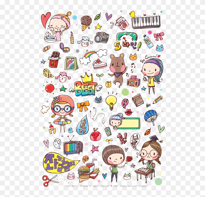 Cute Korean Sticker PNG Transparent Images Free Download