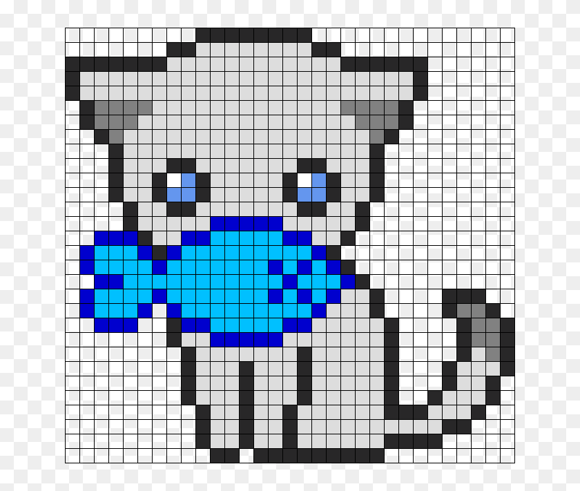 Pixel Art Cat With Fish, HD Png Download(652x631) - PinPng.
