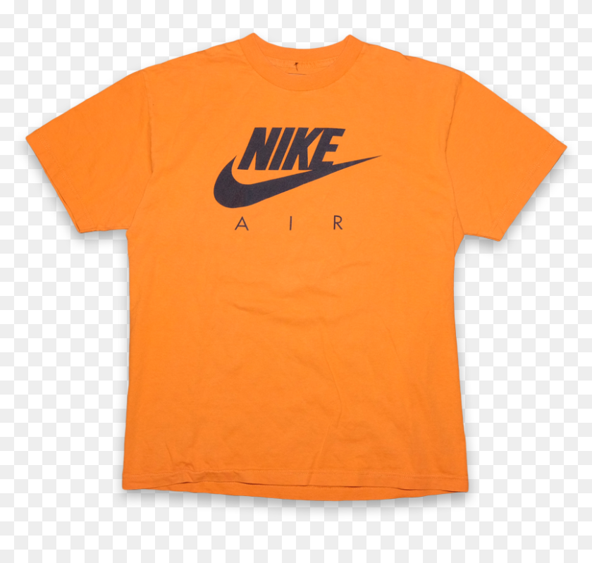 Nike Air Classic Logo Tshirt Orange Vintage Klamotten Active Shirt, HD Png Download 900x900