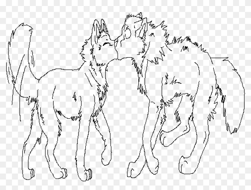 Wolf Kiss Base - Wolves Kissing Drawing, HD Png Download, png image, 1040x7...
