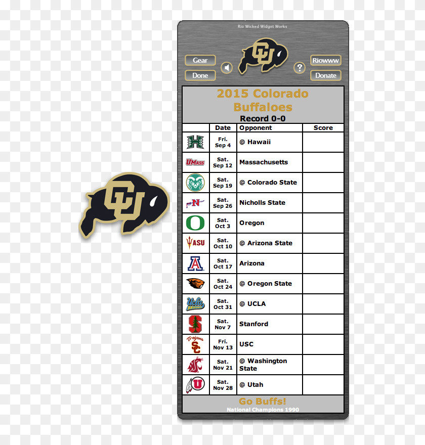 Free 2014 Colorado Buffaloes Football Schedule Widget Tn Vols