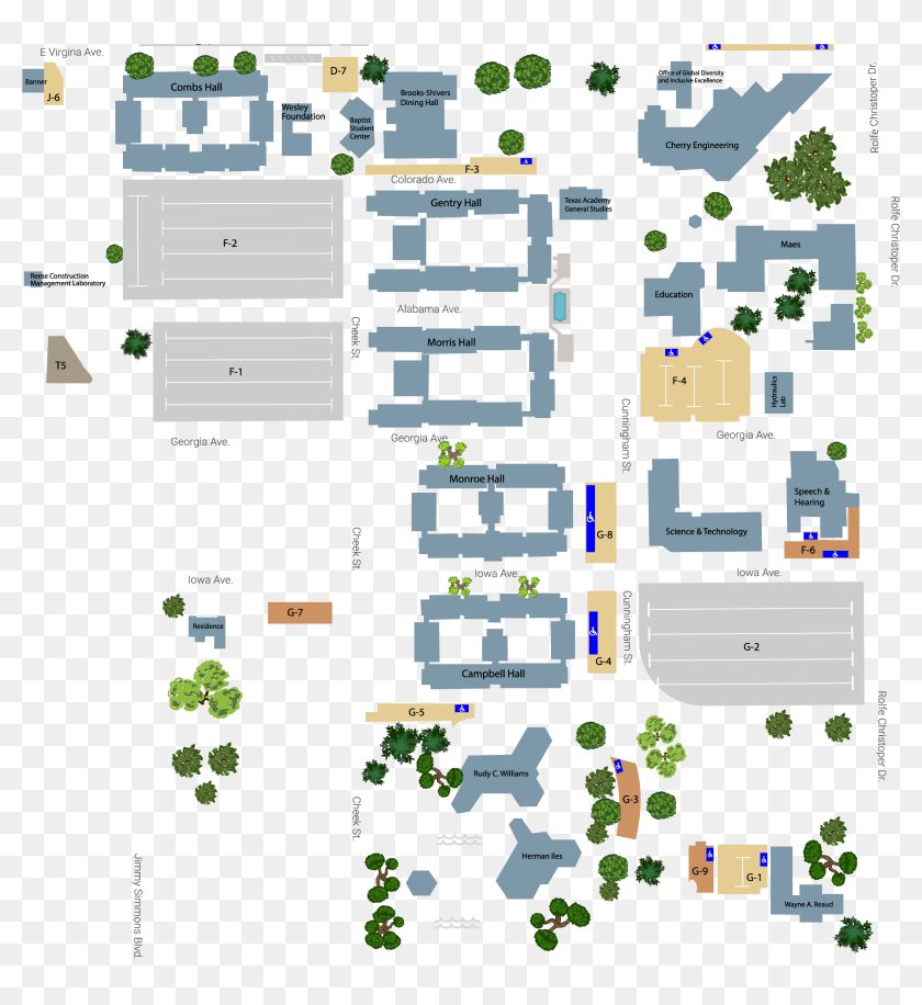 Lamar University Campus Map Campus Map Of Lamar University, Hd Png Download - 1105X1022 (#5719084) -  Pinpng