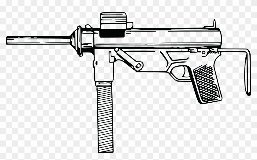 Free Clipart Of A Black And White Machine Gun Guns Clipart Black