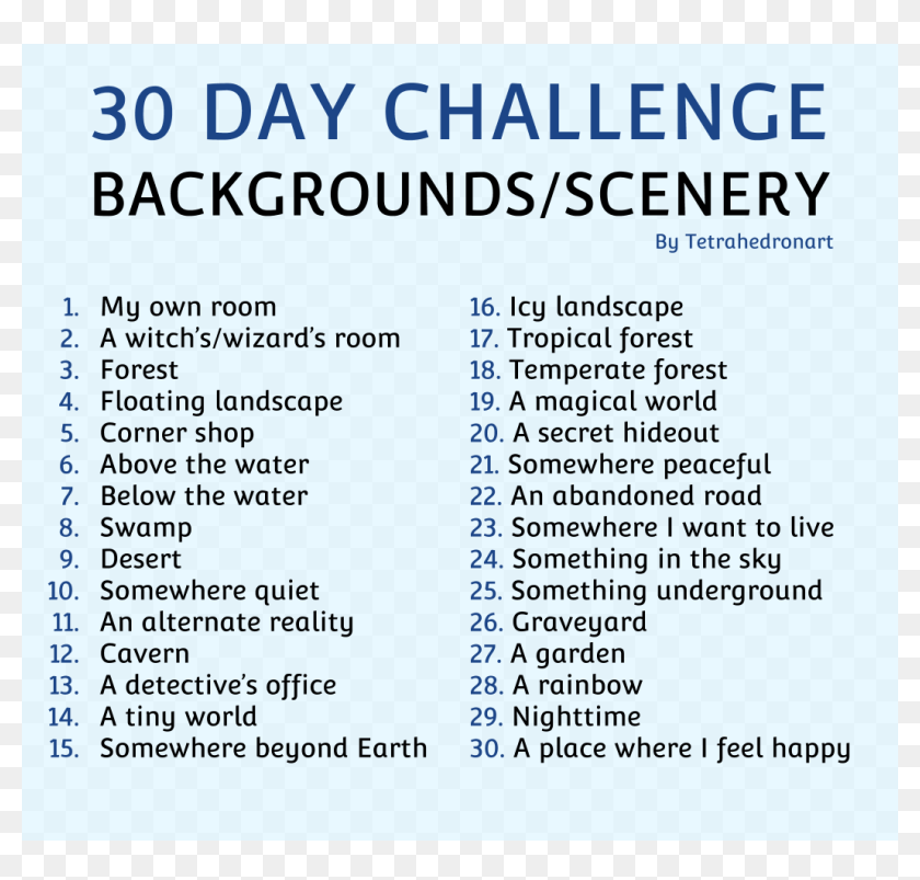 30 Day Drawing Challenge Backgrounds, HD Png Download 1056x960