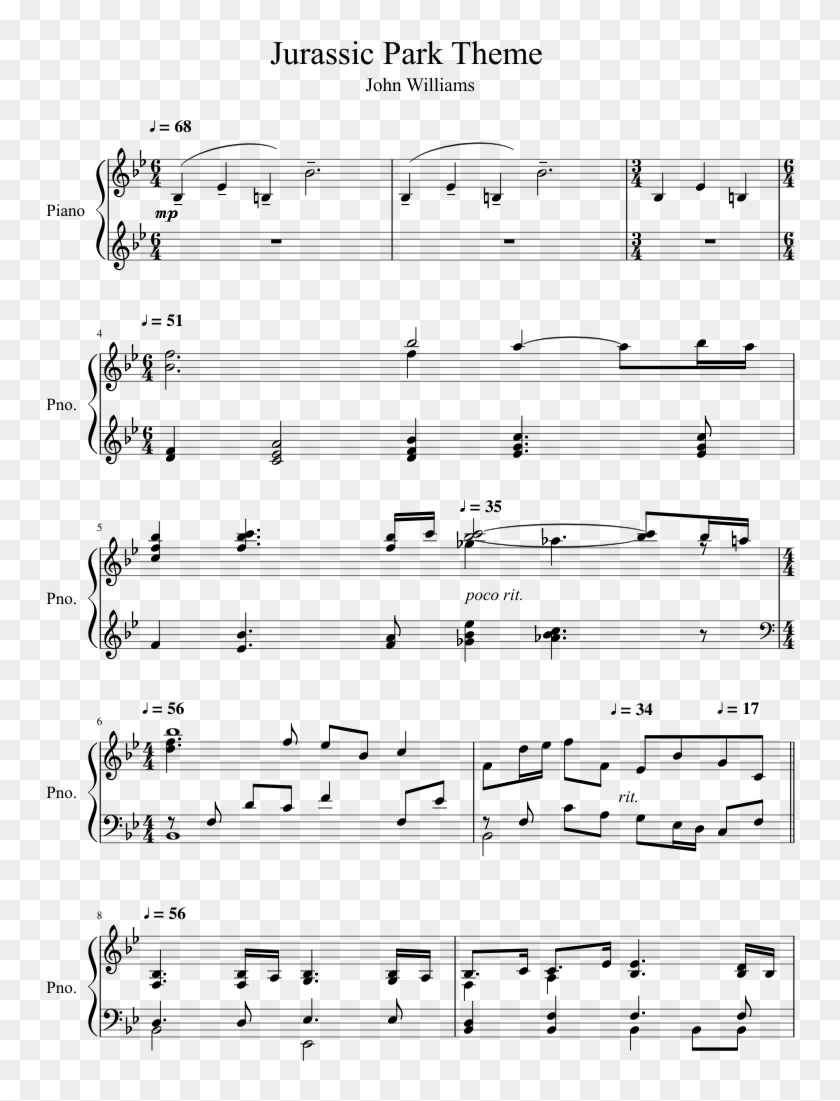 Jurassic Park Theme Sheet Music 1 Of 8 Pages Mamamoo - pokemon theme song piano roblox