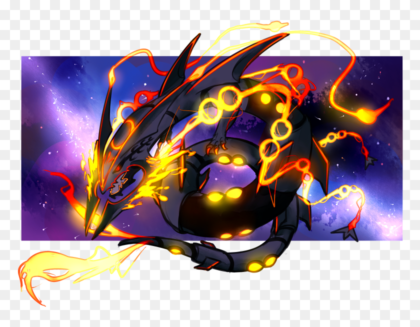 Shiny Mega Rayquaza Black, HD Png Download - 800x600 (#6753532