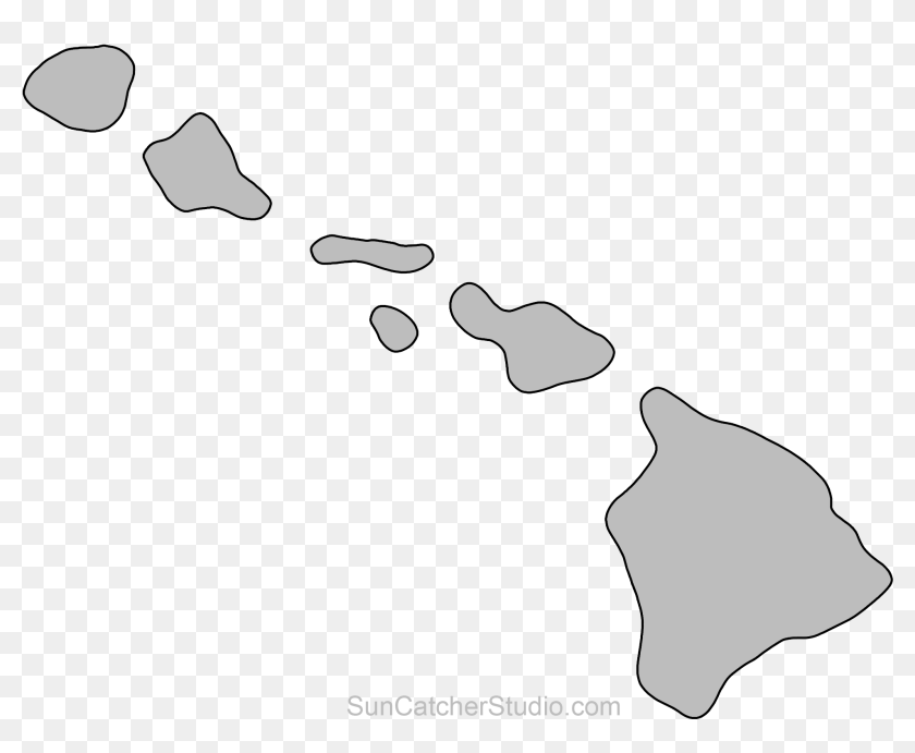 Hawaii Map Outline Png Shape State Stencil Clip Art - Hawaii State 