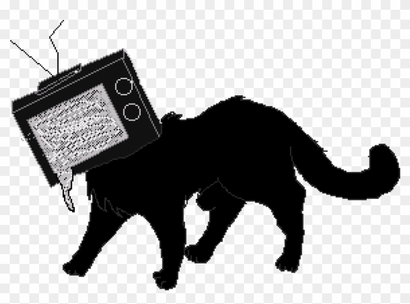 Tv Head Cat Kawaii Black Cat Gif Hd Png Download 1050x750